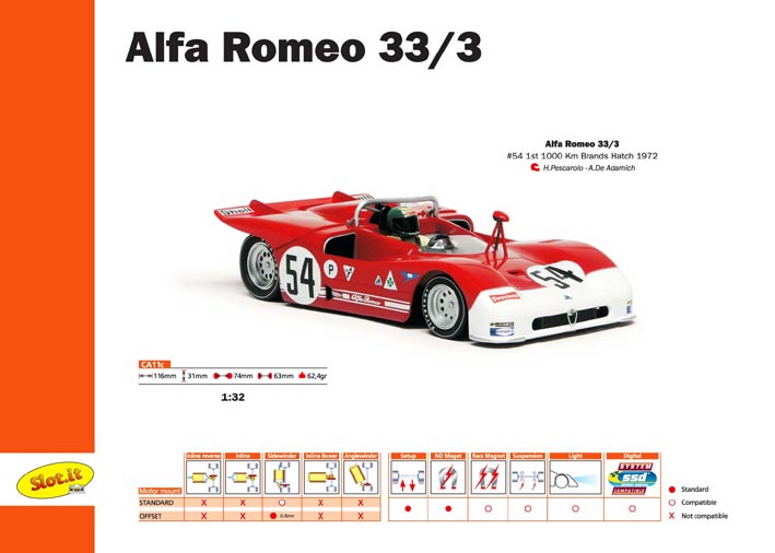 画像: Alfa Romeo T33/3  1st 1000 Km Brands Hatch 1971 No54【アルファロメオ33/3】